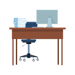 Poster - Office desk icon, flat design