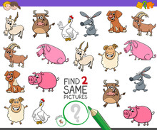 Find Two Same Farm Animals Game For Kids