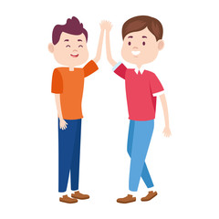 Poster - teen friends standing icon, colorful flat design