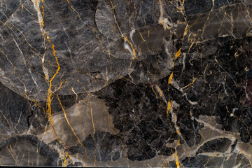 Black and gold marble texture stone background.