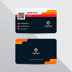 Wall Mural - Modern business card design template. Red and orange color element clean composition.