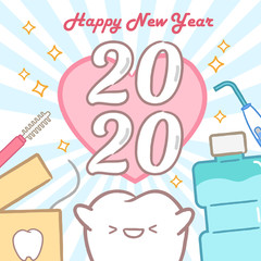 Sticker - cartoon tooth hold 2020