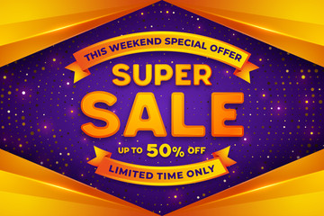 Wall Mural - super sale discount, promotion banner template. sale banner template design.