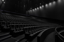 Black Cinema White Wide Screen And Auditorium Seats