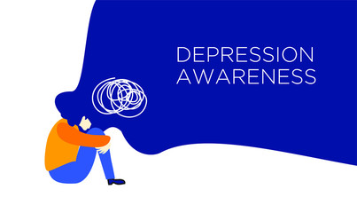 Wall Mural - depression awarness vector illustration template banner