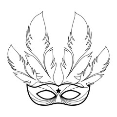 Wall Mural - Masquerade mask icon, black and white design