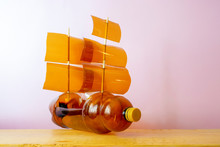 Toy Ship Made Of A Plastic Bottle. Recycle Crafts.