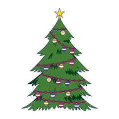 Sticker - christmas tree with ornaments, flat design