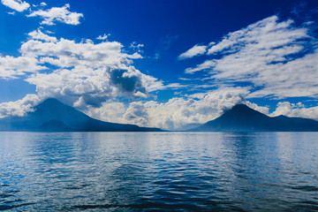 volcanoes sorrounding lake atitlan guatemala