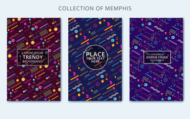 Wall Mural - Set of trendy geometric elements memphis cards