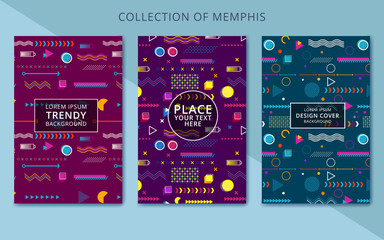 Wall Mural - Set of trendy geometric elements memphis cards
