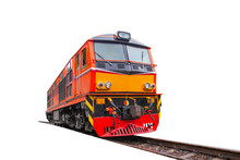 Head Train Hauled Diesel Electric Locomotive With Isolated White Background