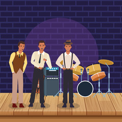 Canvas Print - Jazz music band in stage, colorful design