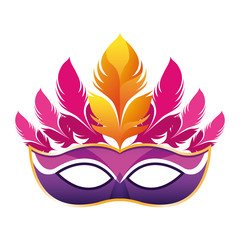 Poster - colorful design of carnival mask with feathers icon