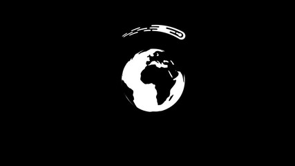 comet satellite celestial body flying around the earth - simple animated looped icon.