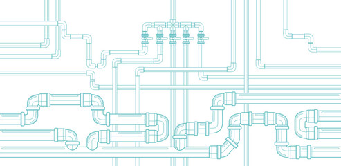horizontal background with pipeline. water supply and sewerage system. plastic pipes. vector illustr