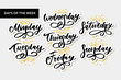 © 1emonkey - Vector handwritten week days and symbols set. Ink font. Stickers for planner and other. Clipart. Isolated.