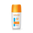 Sun cream bottle template. Realistic sunblock lotion package. Sunscreen container isolated on white.