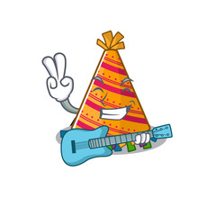 Sticker - With guitar party hat cartoon with character shape