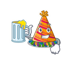 Sticker - With juice party hat cartoon with character shape