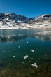 ice blocks on half frozen lake on Lais da Macun