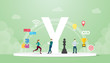 generation y concept people with team and people icons related with creativity and agility with modern flat style - vector