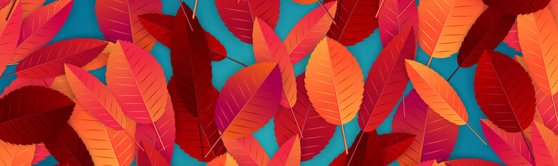 Wall Mural - Autumn banner design concept. Background template for fall business promo. Realistic vector illustration.