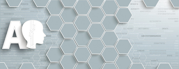 Wall Mural - Gray Hexagon Structure AI Data Header