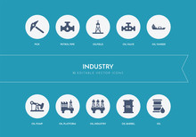 10 Industry Concept Blue Icons