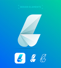vector abstract logo design collection. letter l symbol. material, flat and line art style set. appl