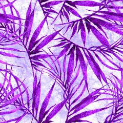  Tropical seamless pattern. Watercolor chaotic palm