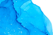 Azure Watercolor Splashes Vector Texture. Hand Drawn Sapphire Colored Blots Background. 
