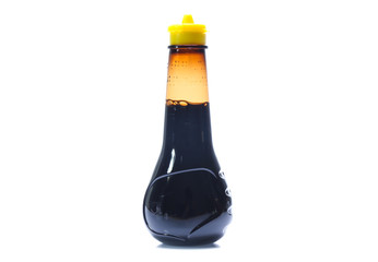 soy sauce bottles isolated on white background