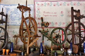 old peasant weaving utensils