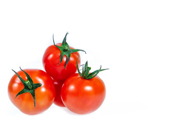 Copy space .Tomatoes isolated on white