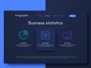 Vector graphics infographics with three options. Template for creating mobile applications, workflow layout, diagram, banner, web design, business reports with 3 steps