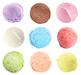 Wall Mural - Scoop of delicious ice cream on white background