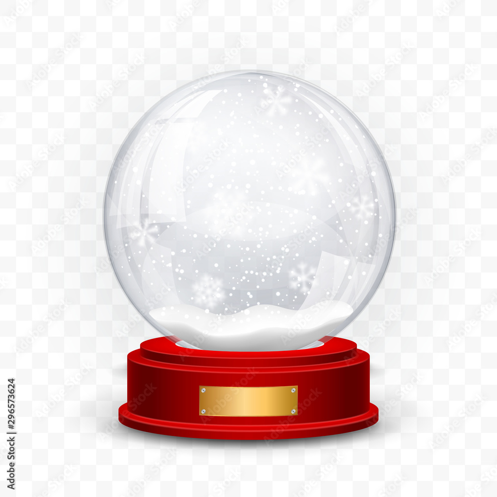 Snow globe ball. Realistic new year chrismas object isolated on ...