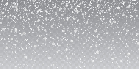 Wall Mural - christmas snow. falling snowflakes on transparent background. snowfall. vector illustration