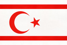 Northern Cyprus National Fabric Flag, Textile Background. Symbol Of Asian World Country.