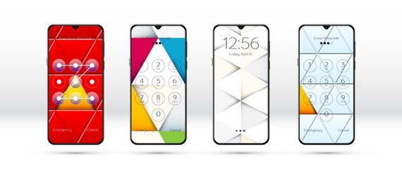 Lock screen background or smartphone wallpaper as pattern with triangles