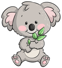 Wall Mural - Niedlicher essender Koala - Vektor-Illustration