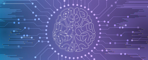 Quantum processing. Deep learning artificial intelligence. Future new technology  for business or science presentation