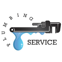 Wall Mural - Plumbing wrench and drop of water repair service symbol