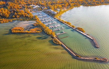 Wall Mural - Aerial view on the pier of Balatonszemes