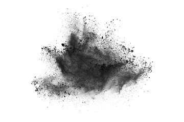 Wall Mural - particles of charcoal on white background,abstract powder splatted on white background,freeze motion