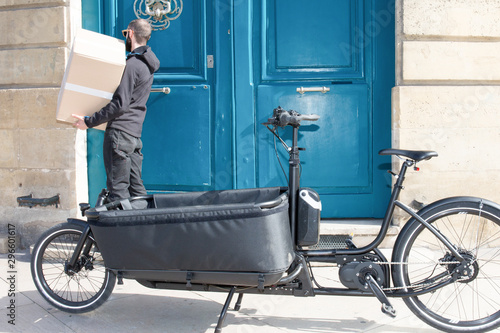 bikecycle cargo bike for delivery man urban city customer