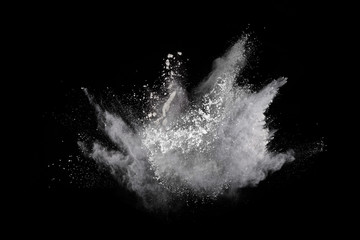 Canvas Print - white powder explosion on black background. colored cloud. colorful dust explode. paint holi.