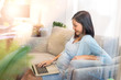© butsaya33 - beauty happy Asian pregnant woman with big belly using computer - pregnancy, motherhood, people and expectation concept.