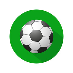 Simple design of a soccer ball in a green circle on a white background